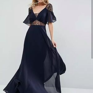 COPY - Navy blue sheer lace maxi dress